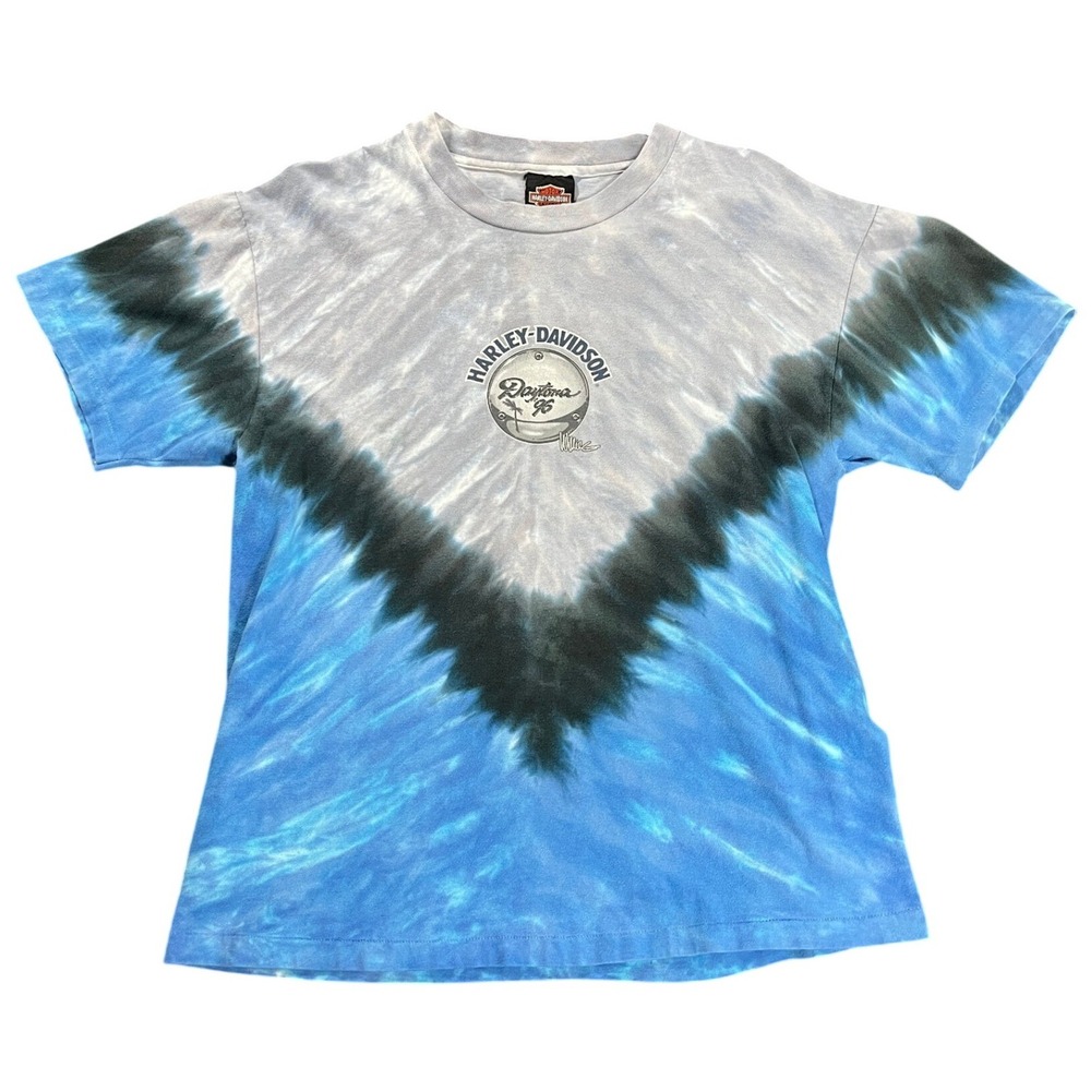 Vintage 90s Rare Harley Davidson Daytona 96 Willie G Tie Dye T Shirt Mens Size L